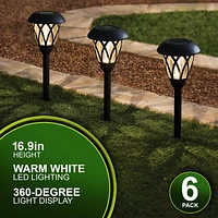 Mainstays 8 Lumen Solar Outdoor Lattice Pathway Lights, Black (6-Pack)