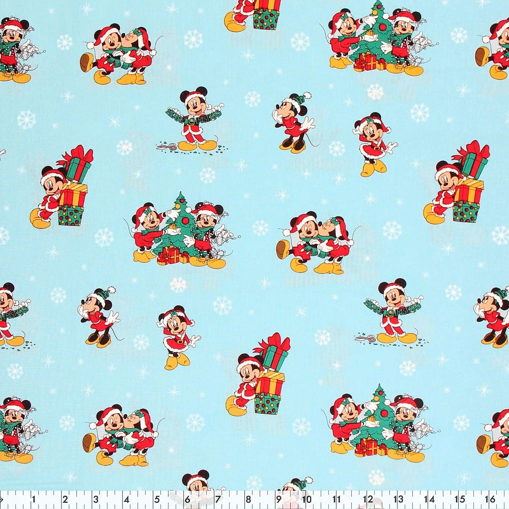 Fabric Creations Mickey Collection Mickey & Minnie Xmas Day Cotton Fabric Cotton the Metre 114 cm (45")