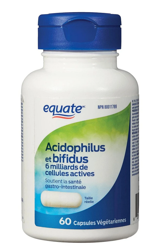 Equate Capsules végétariennes d'acidophilus et bifidus 6 milliards de cellules actives