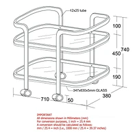 2 Tier Chrome/Glass Bar Cart