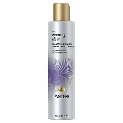 Shampooing violet illuminateur Pantene Stunning Silver pour les cheveux colorés gris et argent, sans parabènes 285 ml