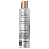 Shampooing violet illuminateur Pantene Stunning Silver pour les cheveux colorés gris et argent, sans parabènes 285 ml