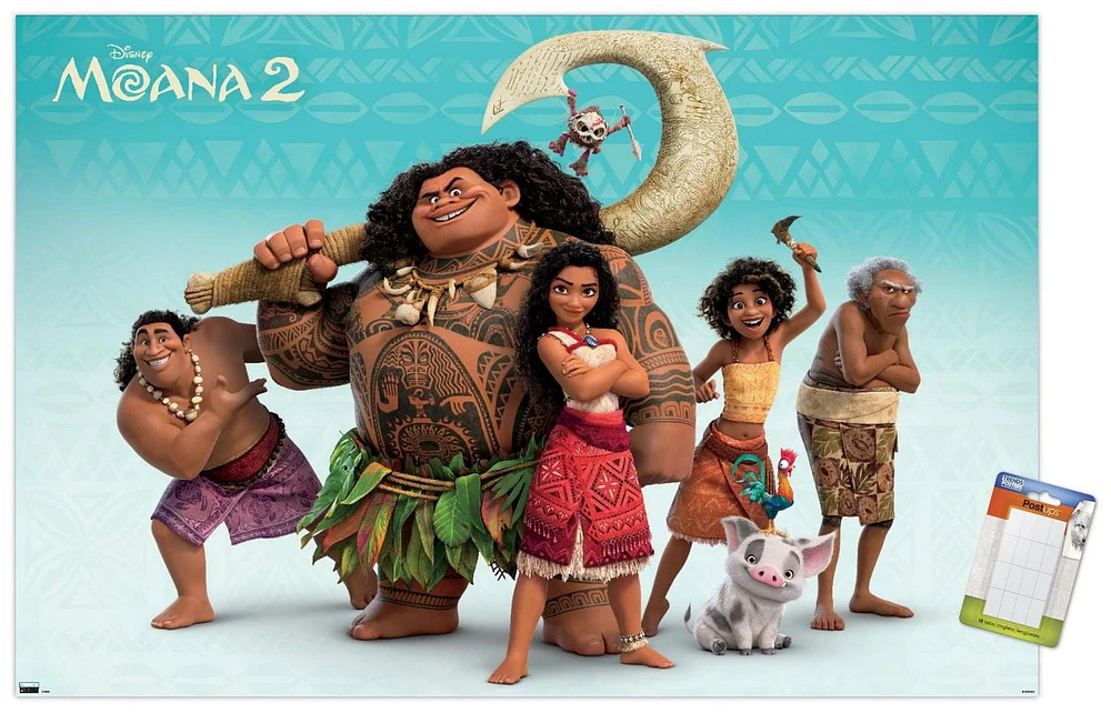 Disney Moana 2 - Group Wall Poster, 14.725" x 22.375" Framed