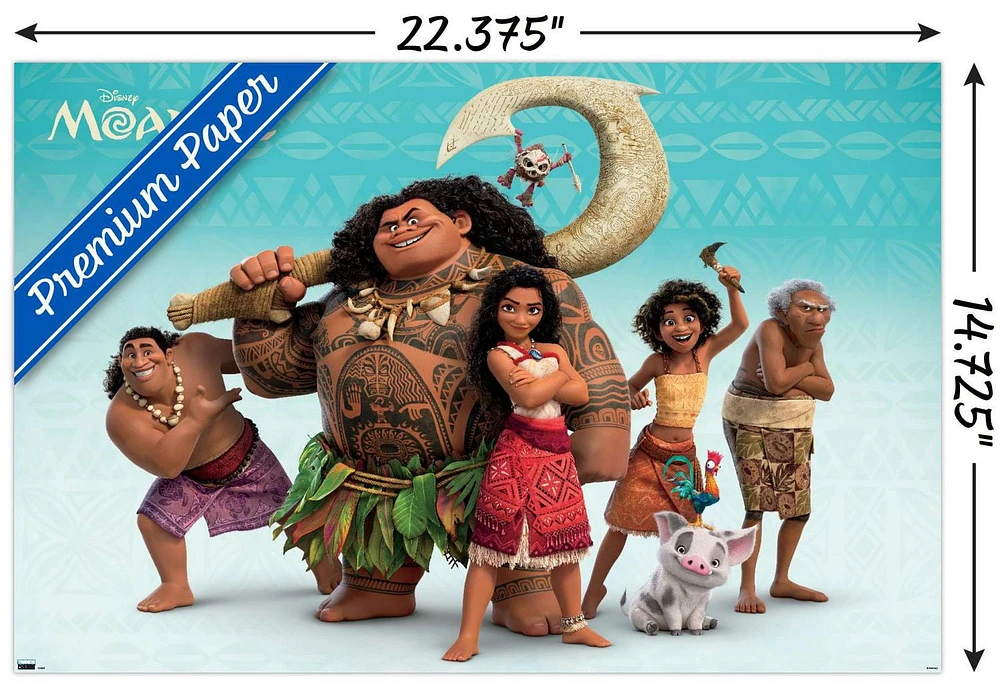 Disney Moana 2 - Group Wall Poster, 14.725" x 22.375" Framed