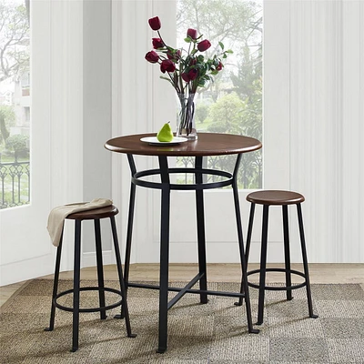 DHP Montgomery Industrial 3-Piece Dining Set, Dark Mahogany