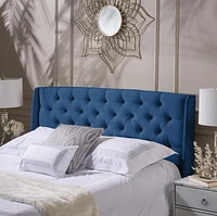 Lana Dark Navy Winged King/ Cal King Tufted Fabric Headboard