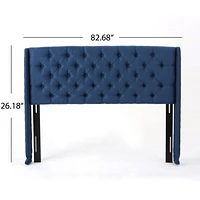 Lana Dark Navy Winged King/ Cal King Tufted Fabric Headboard