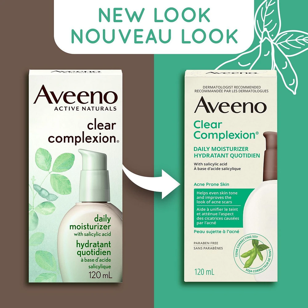 Aveeno Clear Complexion Daily Moisturizer, Acne Prone Skin , Hypoallergenic, Salicylic Acid & Soy, 120 mL