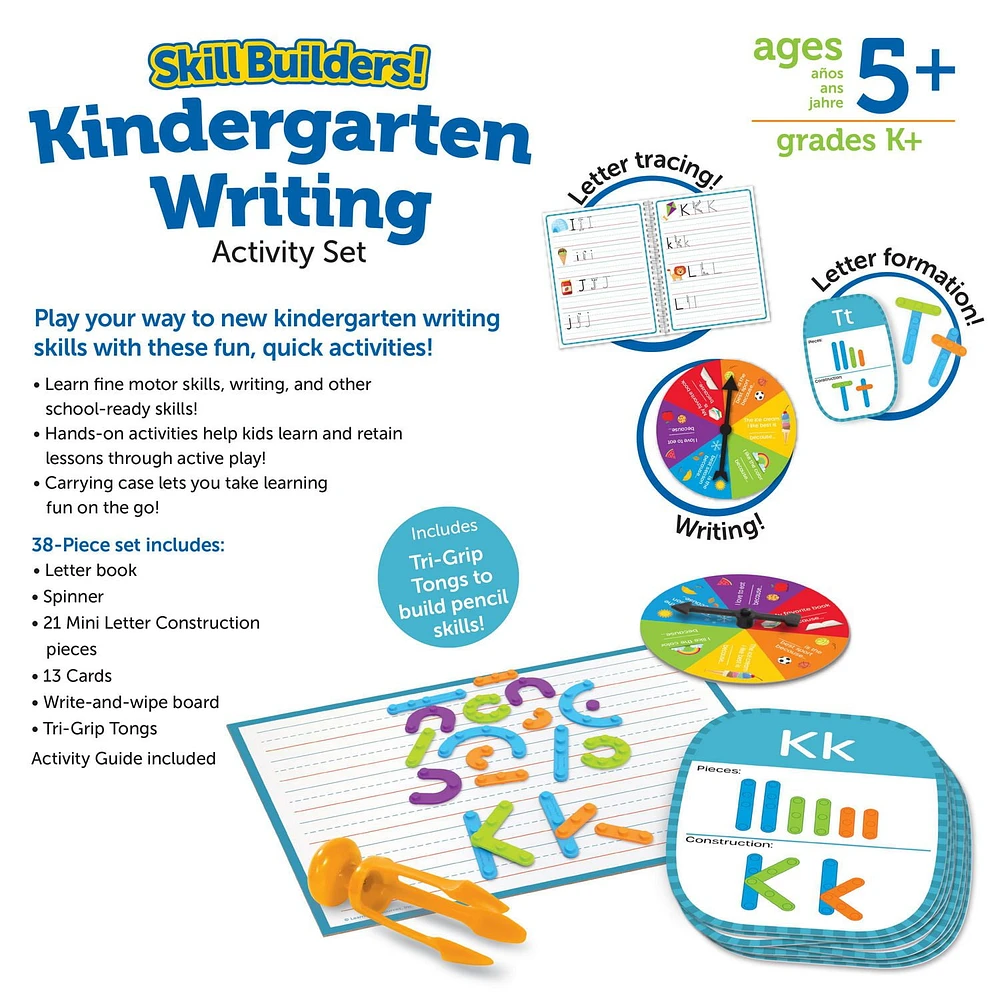 Learning Resources Skill Builders! Kindergarten Writing - 38 Piece Activity Set , Ages 5+ Kindergarten Learning Essential Materials, Alphabet Learning Activities, Kindergarten Homeschool Supplies