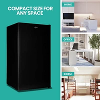 Koolatron 3.2 cu.ft Compact Fridge with Freezer, Black, Stylish Mini Fridge for Kitchen & Office