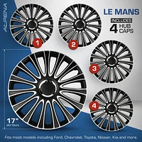 Alpena 17" Le Mans Wheel Covers, Silver & Black, set of 4, Hubcaps