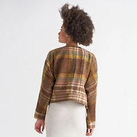 Devoted Cropped plaid moto jacket