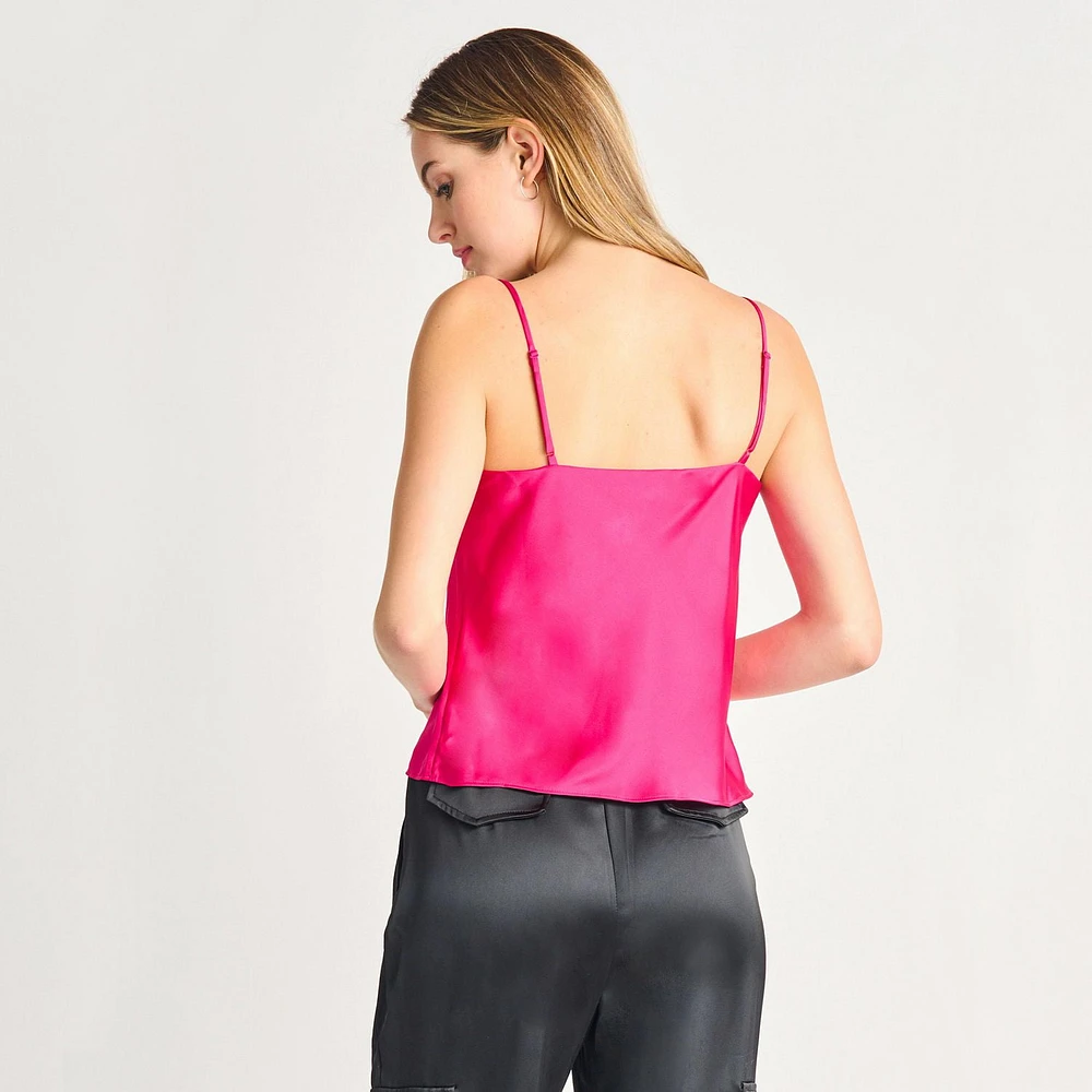 Devoted Camisole en satin à col drapé