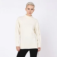 Devoted Laced up side cable knot tunic sweater