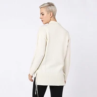 Devoted Laced up side cable knot tunic sweater