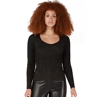 Devoted Sweetheart neckline shimmer sweater