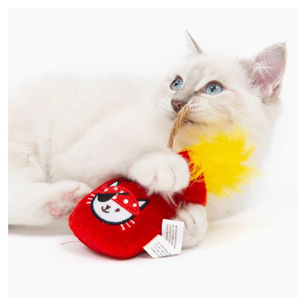 Jouet Pirates Catit Play en peluche avec herbe à chat, poche d’or