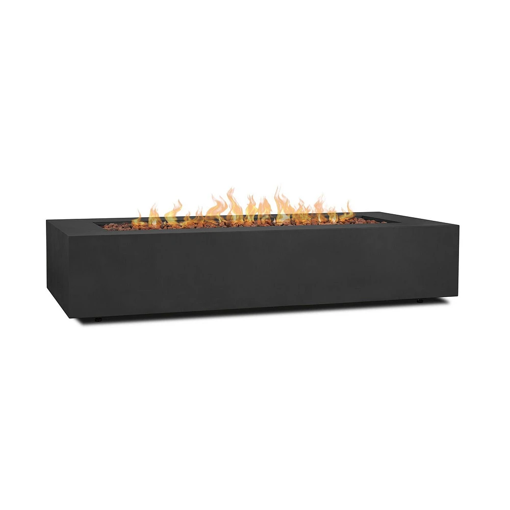 Real Flame Aegean 70" Rectangle Steel Propane or Natural Gas Fire Pit Table in Black