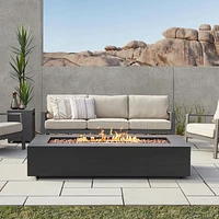 Real Flame Aegean 70" Rectangle Steel Propane or Natural Gas Fire Pit Table in Black