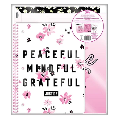 Justice Collection X Stationery Binder Bundle, Includes Binder, Spiral Notebook, and Folder, 3-Piece Set