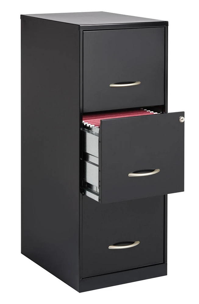 Space Solutions 18" Deep 3 Drawer Smart Letter Width Vertical File Cabinet, Black