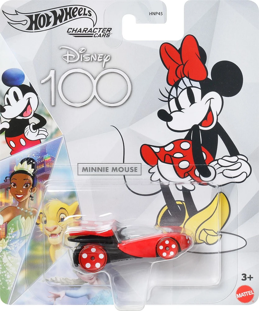 Hot Wheels Disney 100 Minnie Character Car, 1:64 Scale Collectible Toy Car