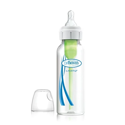 Dr. Brown's Natural Flow Anti-Colic Options+ Narrow Baby Bottle, 8oz/250mL, with Level 1 Slow Flow Nipple, 1-Pack, 0m+