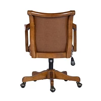 Homylin Home Furniture Deluxe Wood Bankers Desk Chair with Faux Leather Padded Seat and Back, Adjustable Height, Swivel Seat and Rolling Wheels, Brown