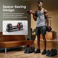 Sunny Health & Fitness Elite Adjustable Dumbbell 55-Pound, Space Saver, Secure Quick-Lock, Anti-Slip Steel Handle, Home Gym Fitness (Single Dumbbell)  (weight 15,25,35,45,55)– SF-DB01-55