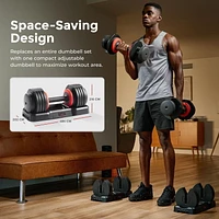 Sunny Health & Fitness Elite Adjustable Dumbbell 55-Pound, Space Saver, Secure Quick-Lock, Anti-Slip Steel Handle, Home Gym Fitness (Single Dumbbell)  (weight 15,25,35,45,55)– SF-DB01-55