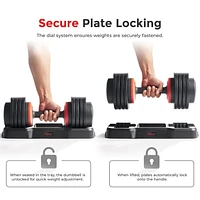 Sunny Health & Fitness Elite Adjustable Dumbbell 55-Pound, Space Saver, Secure Quick-Lock, Anti-Slip Steel Handle, Home Gym Fitness (Single Dumbbell)  (weight 15,25,35,45,55)– SF-DB01-55