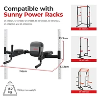 Sunny Health & Fitness Adjustable Captains Chair Multi-Function Dip Station, Push-Up, Leg Raises & Core Workout Attachment with Adjustable Height - SF-XFA008