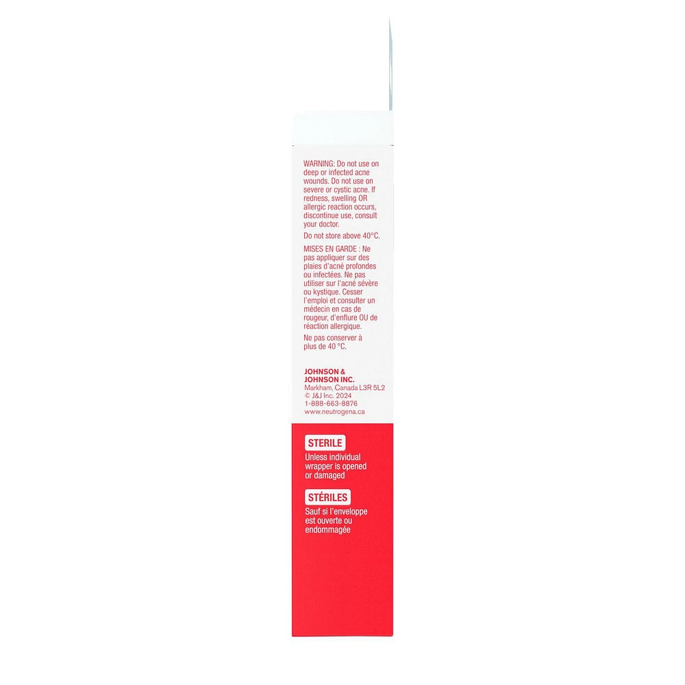 Ensemble de timbres anti-acné Neutrogena pour peau sensible, timbres anti-imperfections hydrocolloïdes qui diminuent l’apparence des boutons et des points noirs durant la nuit, timbres doux pour le visage, non médicamenteux, deux formats 30 timbres
