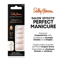 Sally Hansen - Salon Effects® Perfect Manicure™ Ongles prêts à porter premium modèle ovale - inclut 24 faux ongles premium , une lime à ongles, un bâtonnet en bois, un tampon de préparation, des languettes adhésives et de la colle à ongles.