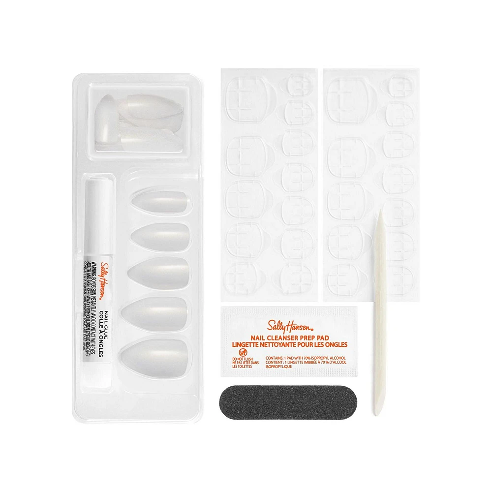 Sally Hansen - Salon Effects® Perfect Manicure™ Ongles prêts à porter premium modèle amande - inclut 24 faux ongles premium , une lime à ongles, un bâtonnet en bois, un tampon de préparation, des languettes adhésives et de la colle à ongles. Ongles prêts à porter premium