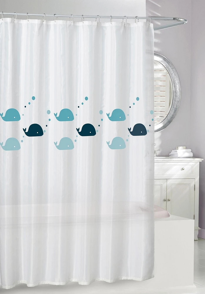 WHALES PEVA SHOWER CURTAIN