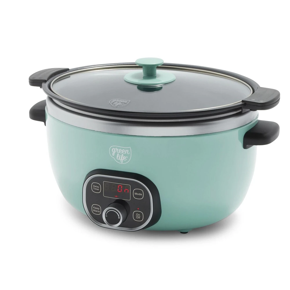 GreenLife 6qt Slow Cooker, 6QT Slow Cooker, Ceramic Nonstick bowl