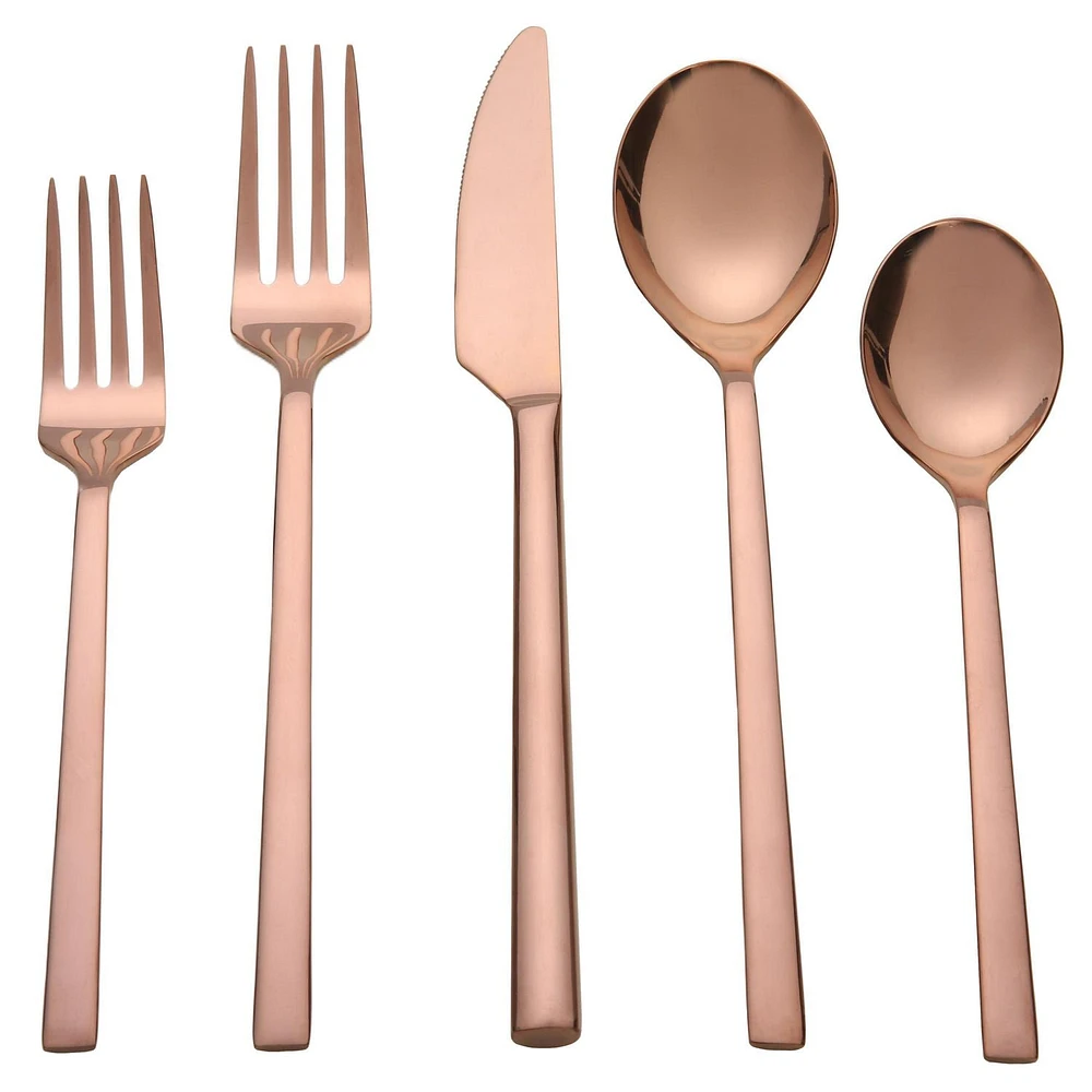 Home Trends 20 Piece Stainless Steel Flatware Set Rose Gold, HT 20 Pc Rose Gold Flatware