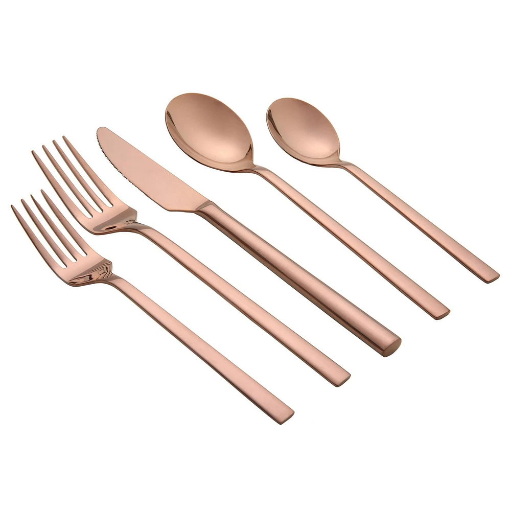 Home Trends 20 Piece Stainless Steel Flatware Set Rose Gold, HT 20 Pc Rose Gold Flatware