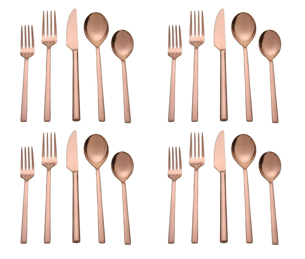 Home Trends 20 Piece Stainless Steel Flatware Set Rose Gold, HT 20 Pc Rose Gold Flatware