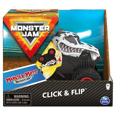 Monster Jam, Official Monster Mutt Dalmatian Click & Flip Monster Truck, 1:43 Scale