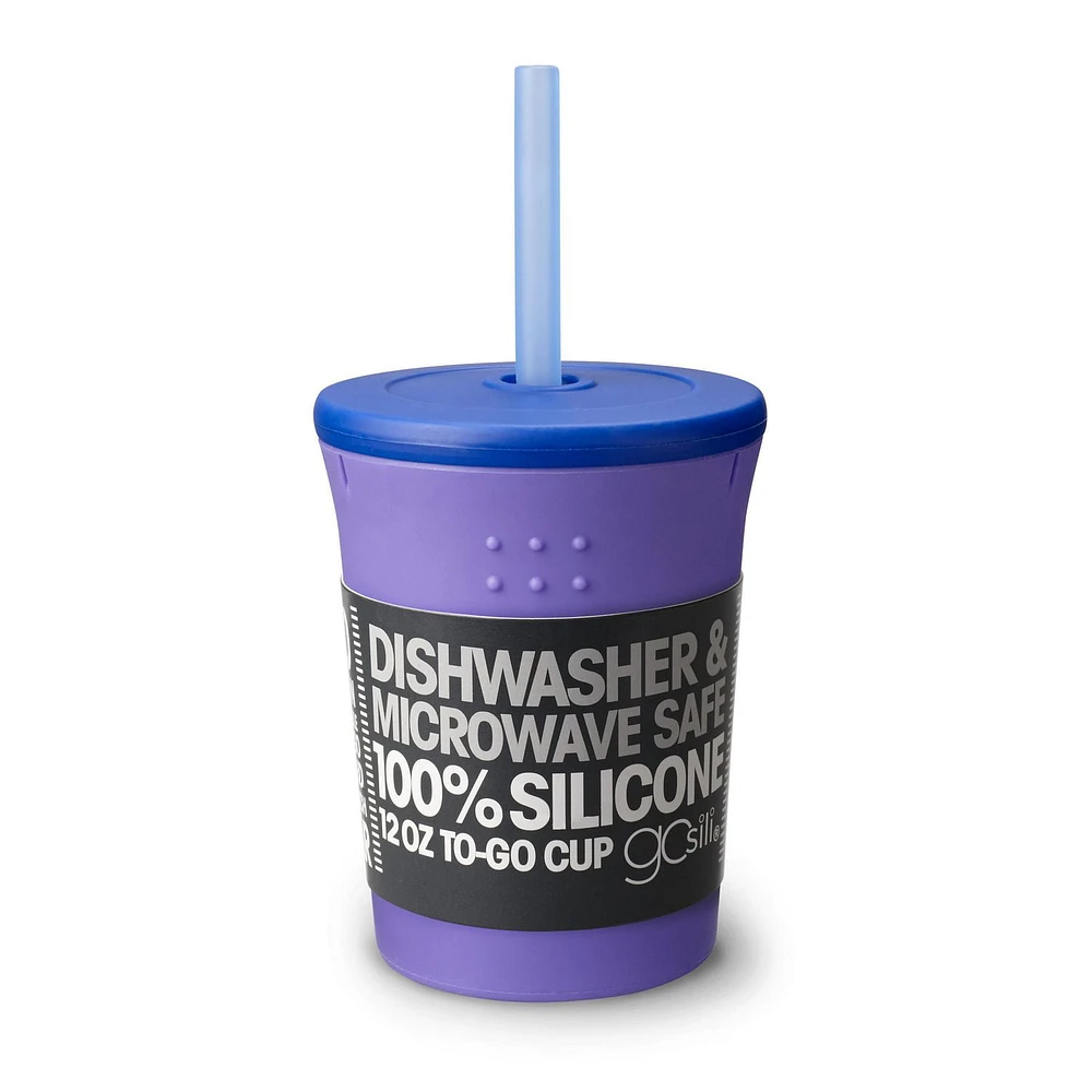 GoSili Straw Cup, 12oz. Purple/Cobalt