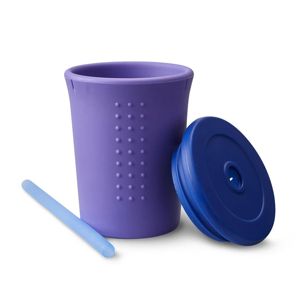 GoSili Straw Cup, 12oz. Purple/Cobalt