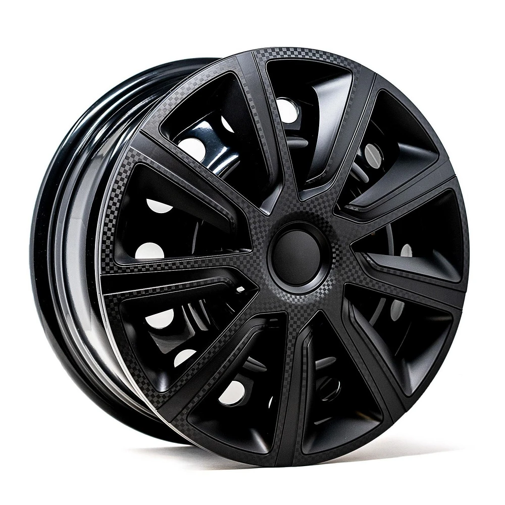 Alpena 16" Ivo Carbon  Wheel Covers, Black, set of 4