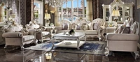 ACME Picardy Sofa w/7 Pillows in Fabric & Antique Pearl