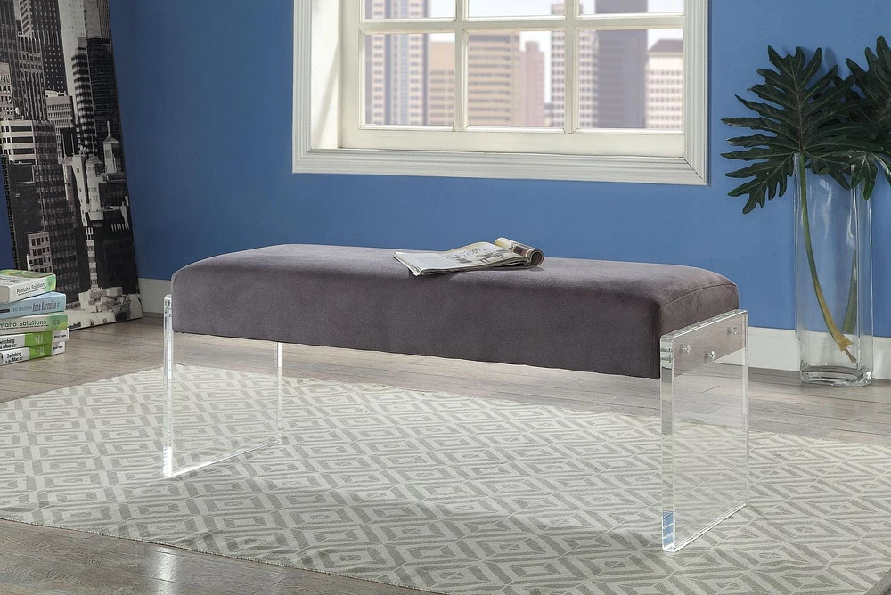 ACME Marah Bench in Charcoal & Clear Acrylic