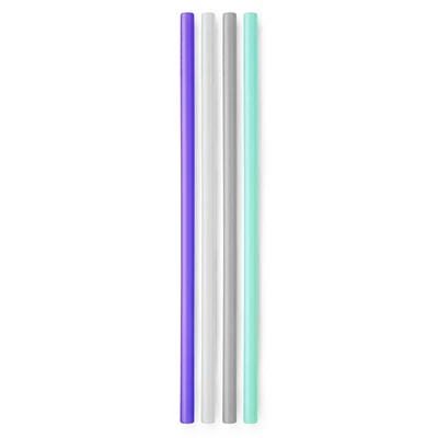 GoSili X-Long Straws, 4pk. Sea/Fog/Frost/Violet