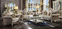 ACME Picardy Sofa w/7 Pillows in Fabric & Antique Pearl