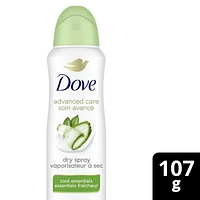 Antisudorifique en Vaporisateur à Sec Dove Advanced Care Essentiels Fraîcheur 107 g Antisudorifique