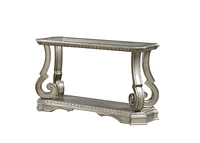 ACME Northville Sofa Table in Antique Silver & Clear Glass